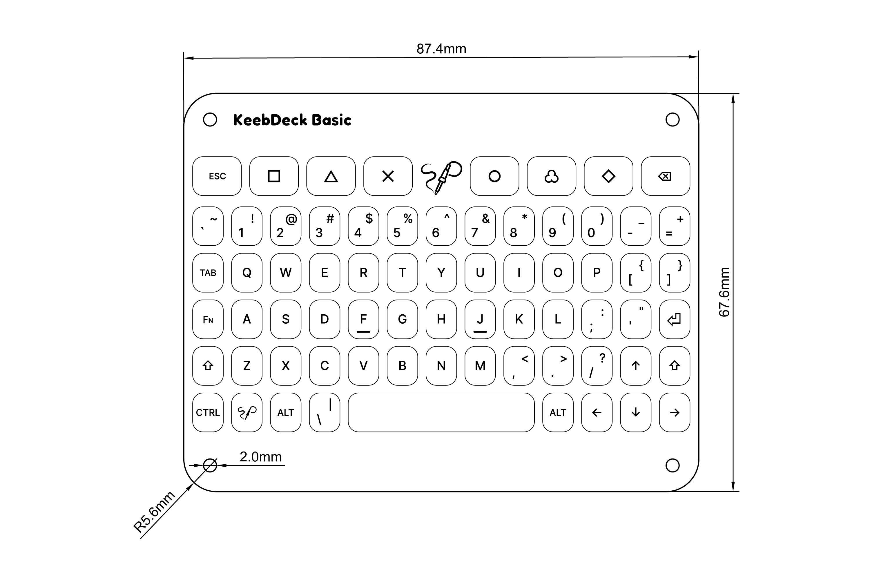 KeebDeck Basic Dimensions